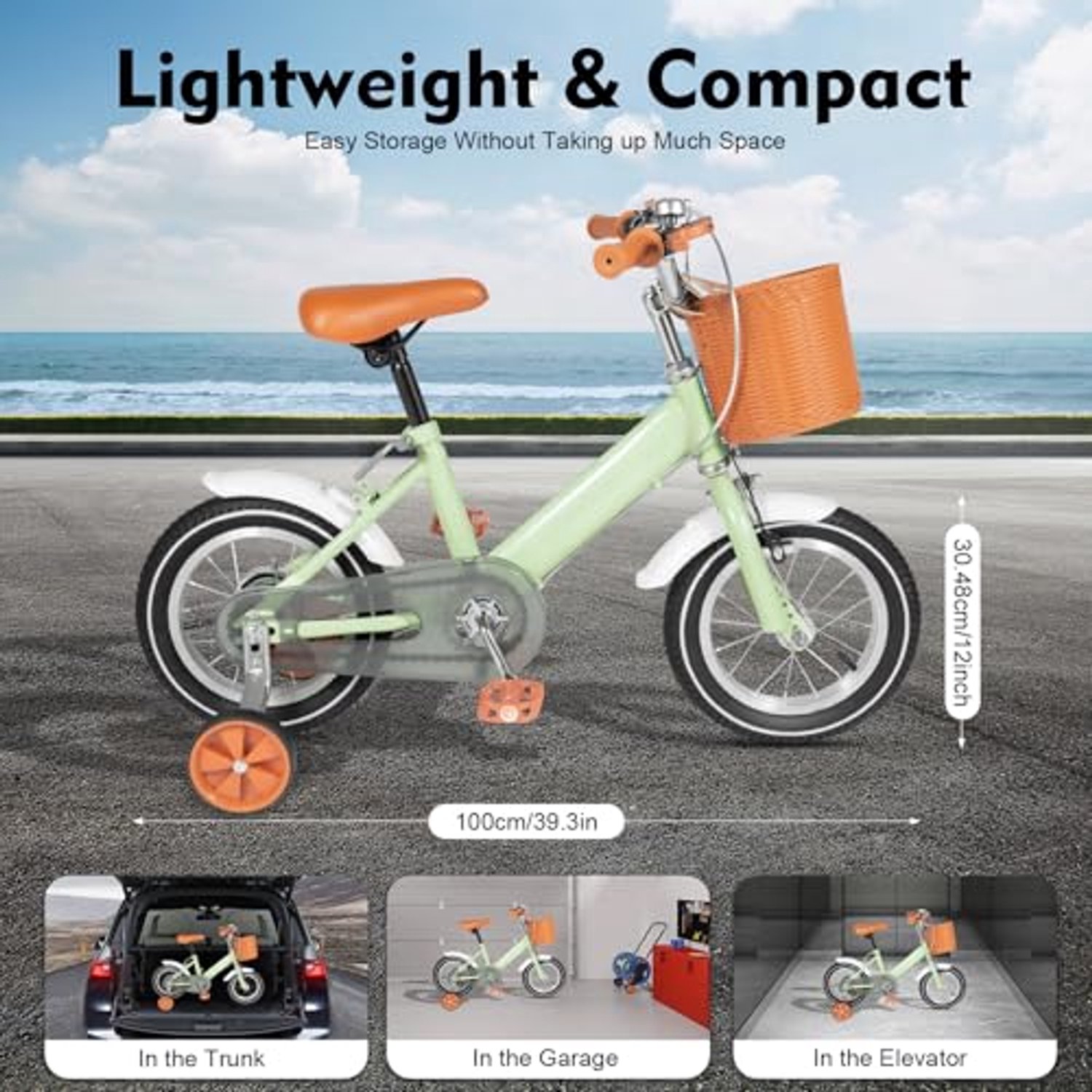Kinderfiets 12 Inch met Stabilisatoren - Groene fiets voor jongens en meisjes