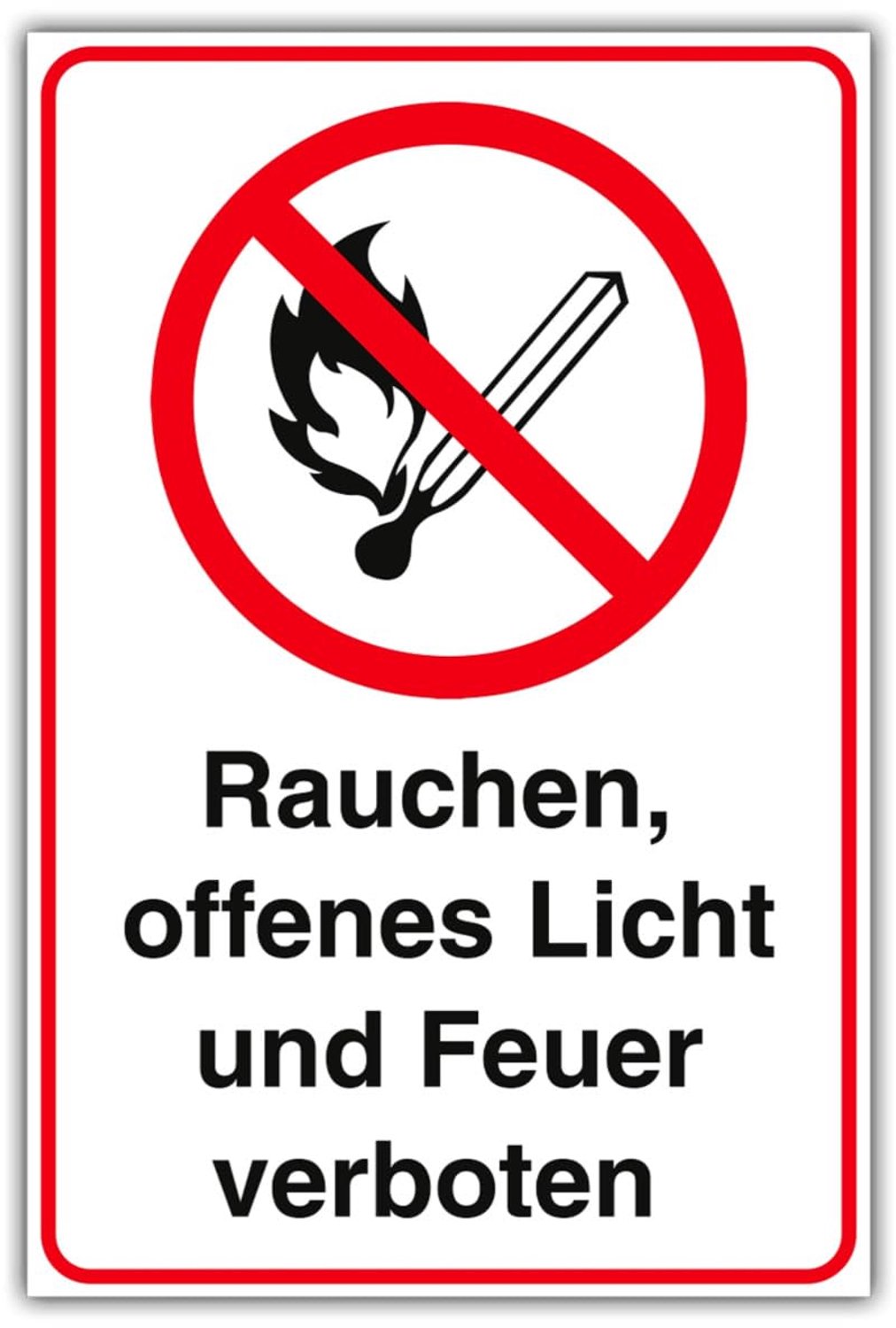 Waarschuwingsbord PVC - Roken, open vuur en licht verboden - 200x140mm