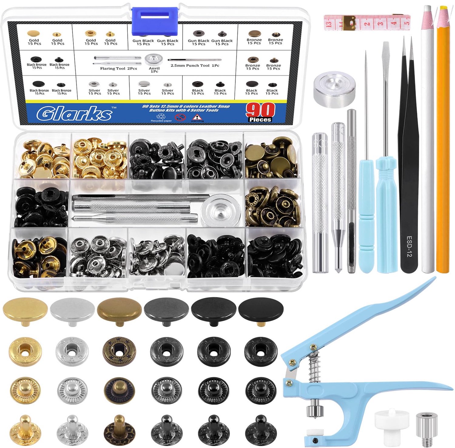 Leer Snap Fasteners Kit met Snap Pliers voor DIY Projecten