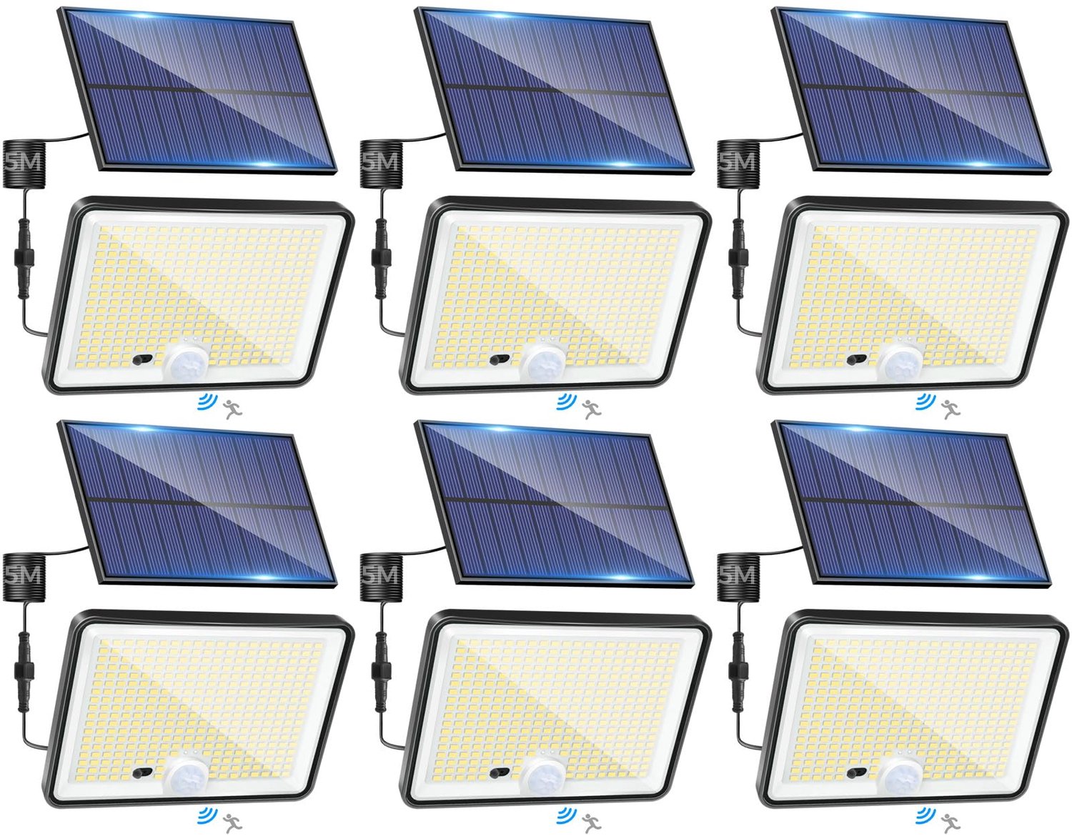 Set van 6 Solar Buitenlampen met Bewegingssensor