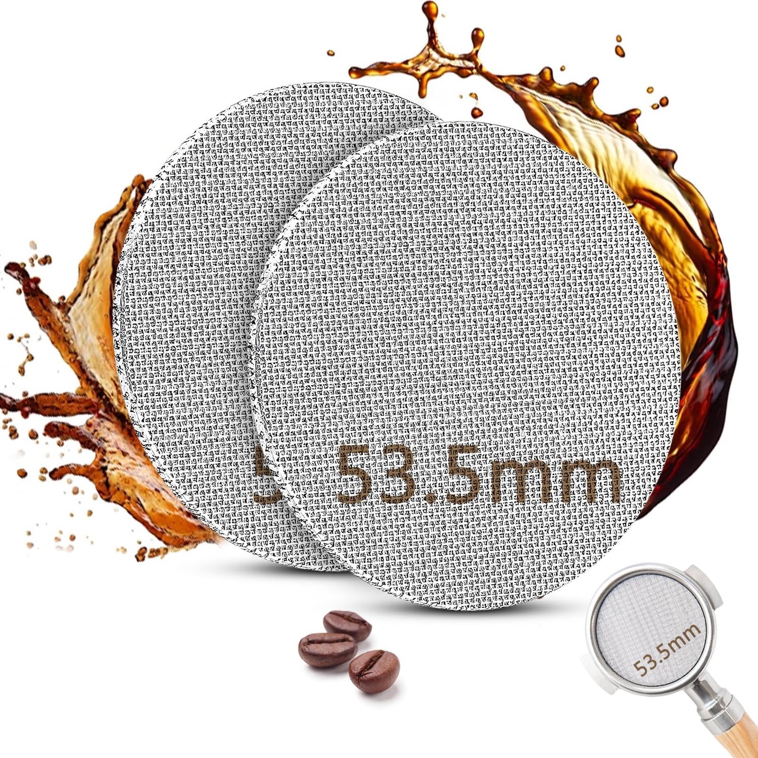 Set van 2 RVS Puck Screens voor Espresso Machines met Schoonmaakborstels