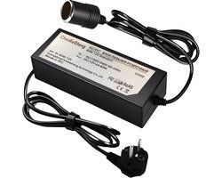 Autovoedingsadapter - Spanningsomvormer 230V naar 12V - 80W - Zwart - Geschikt voor autostofzuigers - AC-DC voedingsadapter