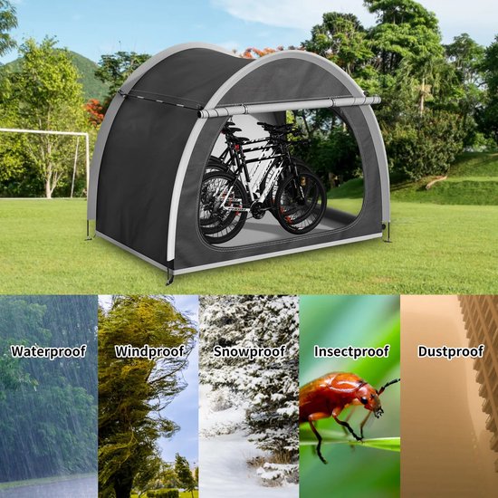 MC Select Waterdichte Fietstent - Tent - 210 x 150 x 165 cm - Zwart — afbeelding 4