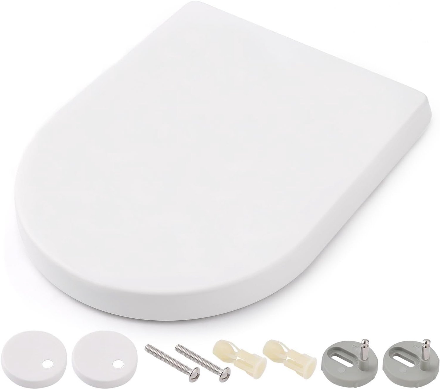 Soft-Close Toiletbril van Antibacterieel Plastic, D-Vormig 450 x 361 x 53 mm