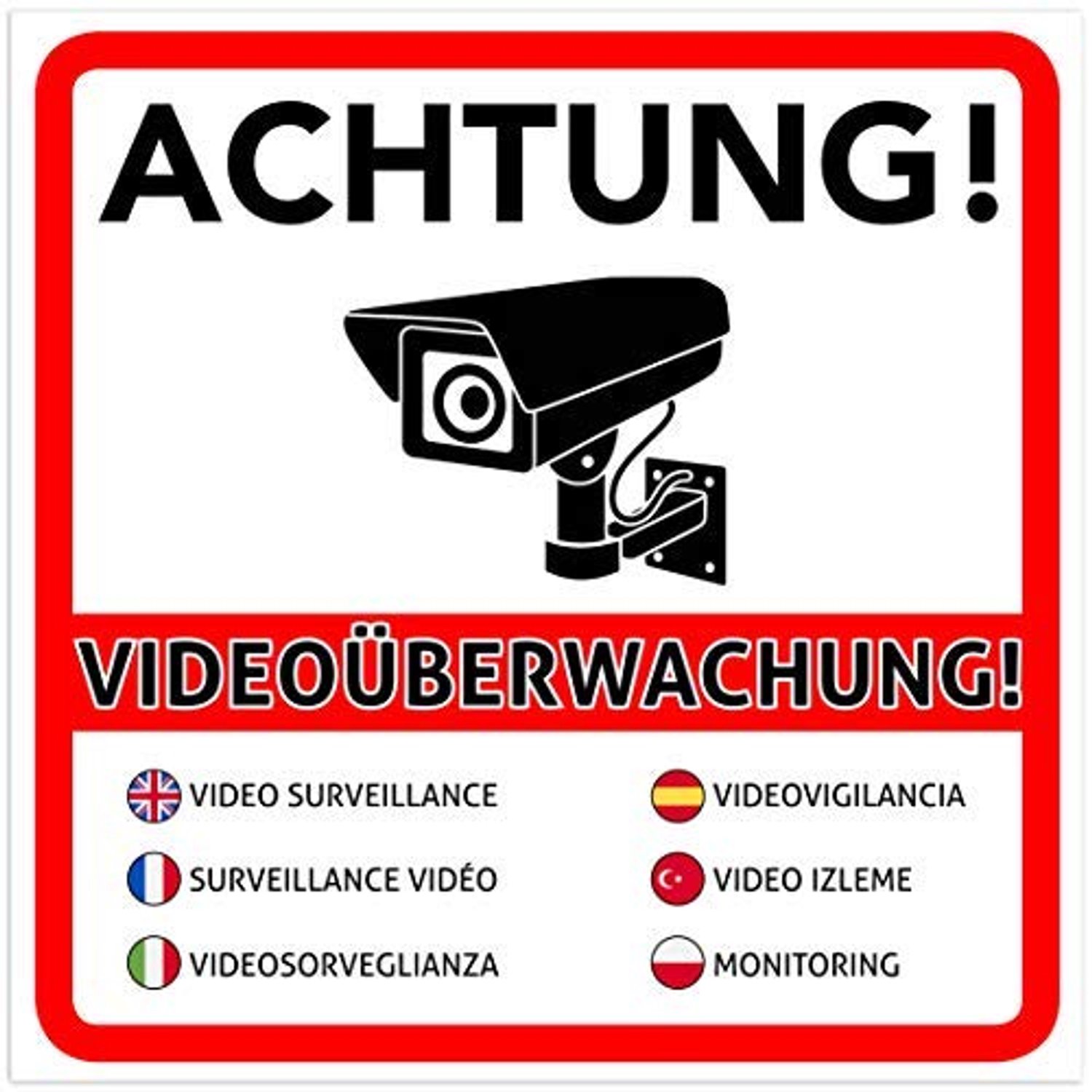 Set van 2 Waarschuwingsstickers voor Camera Bewaking