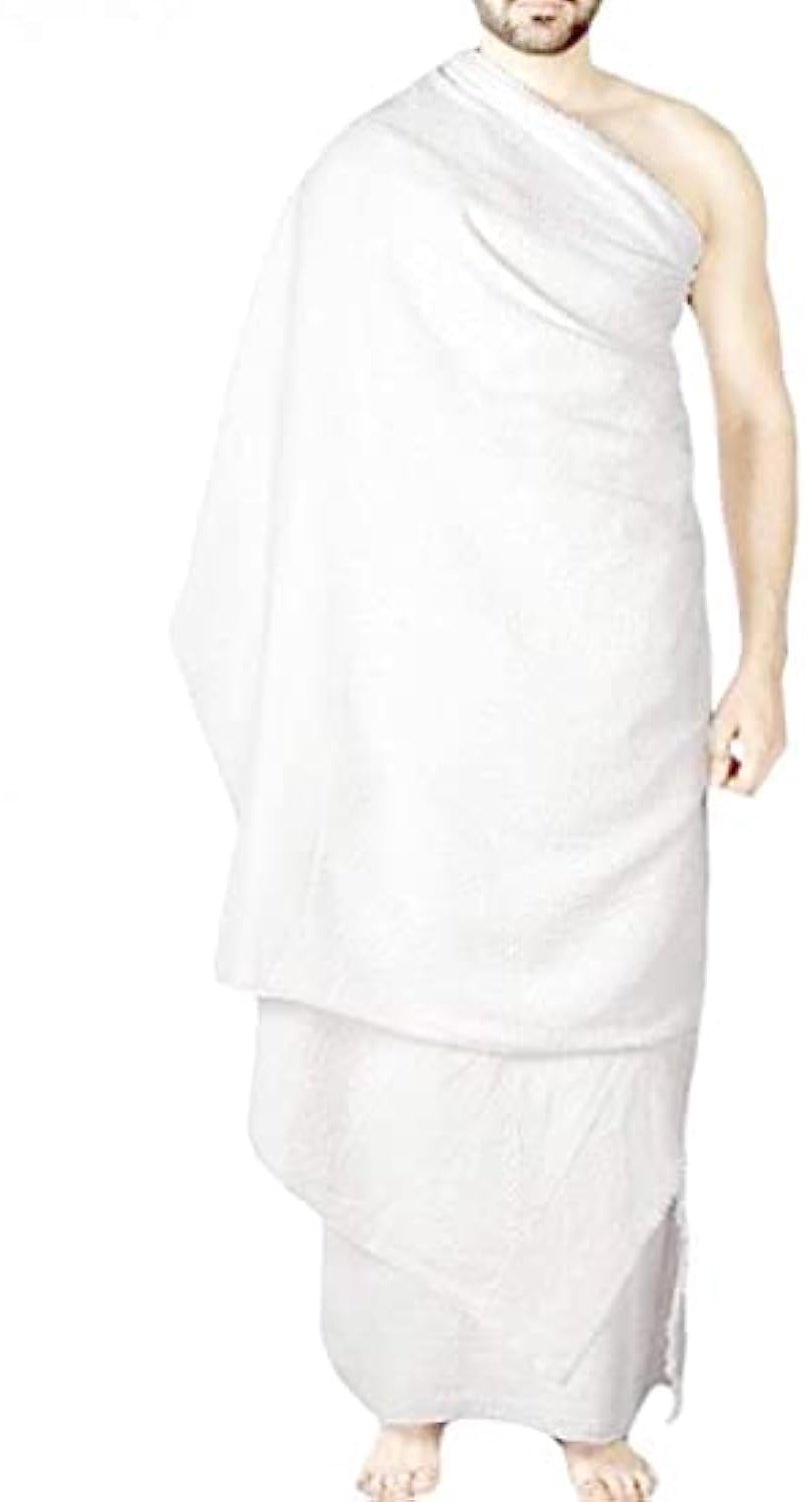 Premium Witte Ihram Set voor Mannen, 100% Katoen