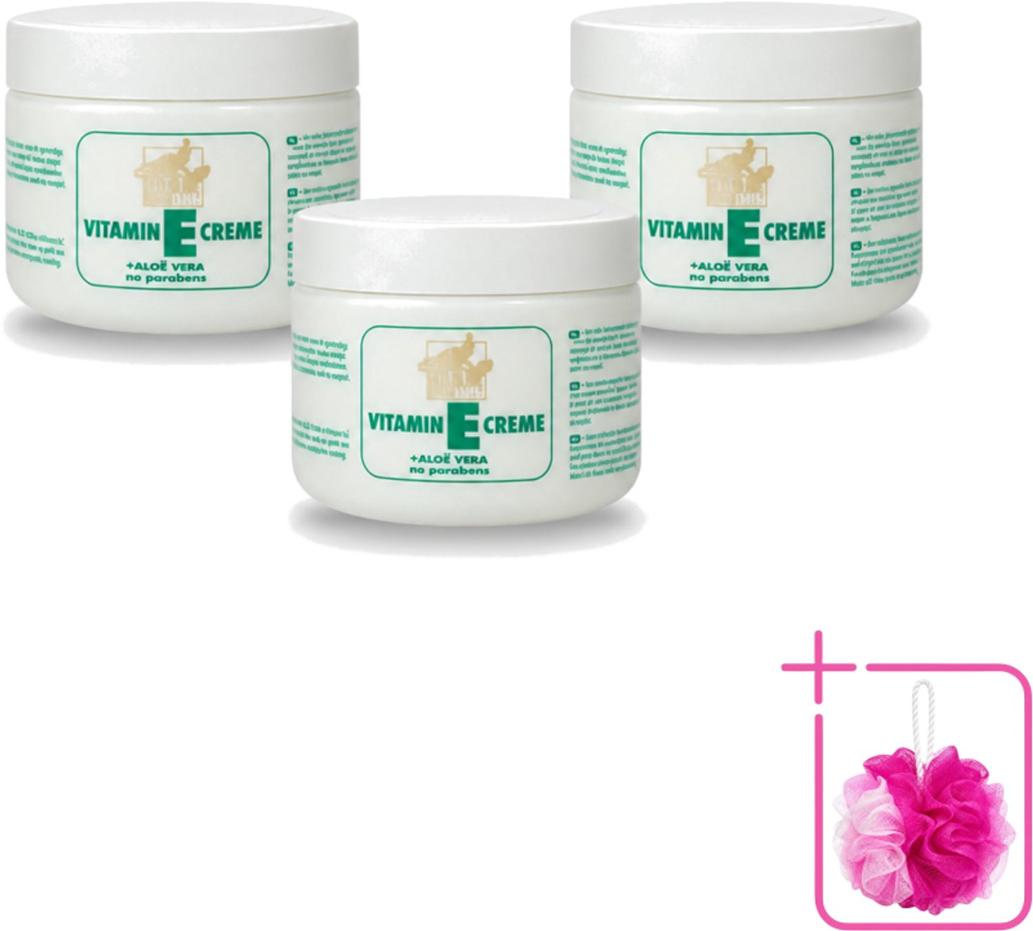 3 x Goldline - Bodycrème - Vitamine-E & Aloë Vera - Gevoelige Huid - Kalmerend - 250 ml - Bulkverpakking - Gevoelige huid verzorging - Douchemop - Vitamine e crème