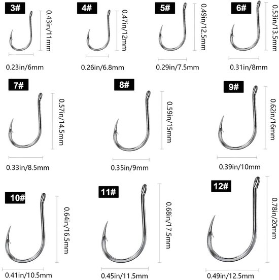 Vishaken van koolstofstaal - 200 Stuks - Jig Vishaken - Zilver - Slijtvast - Geschikt voor zoet/zout water - Vishaak — afbeelding 5