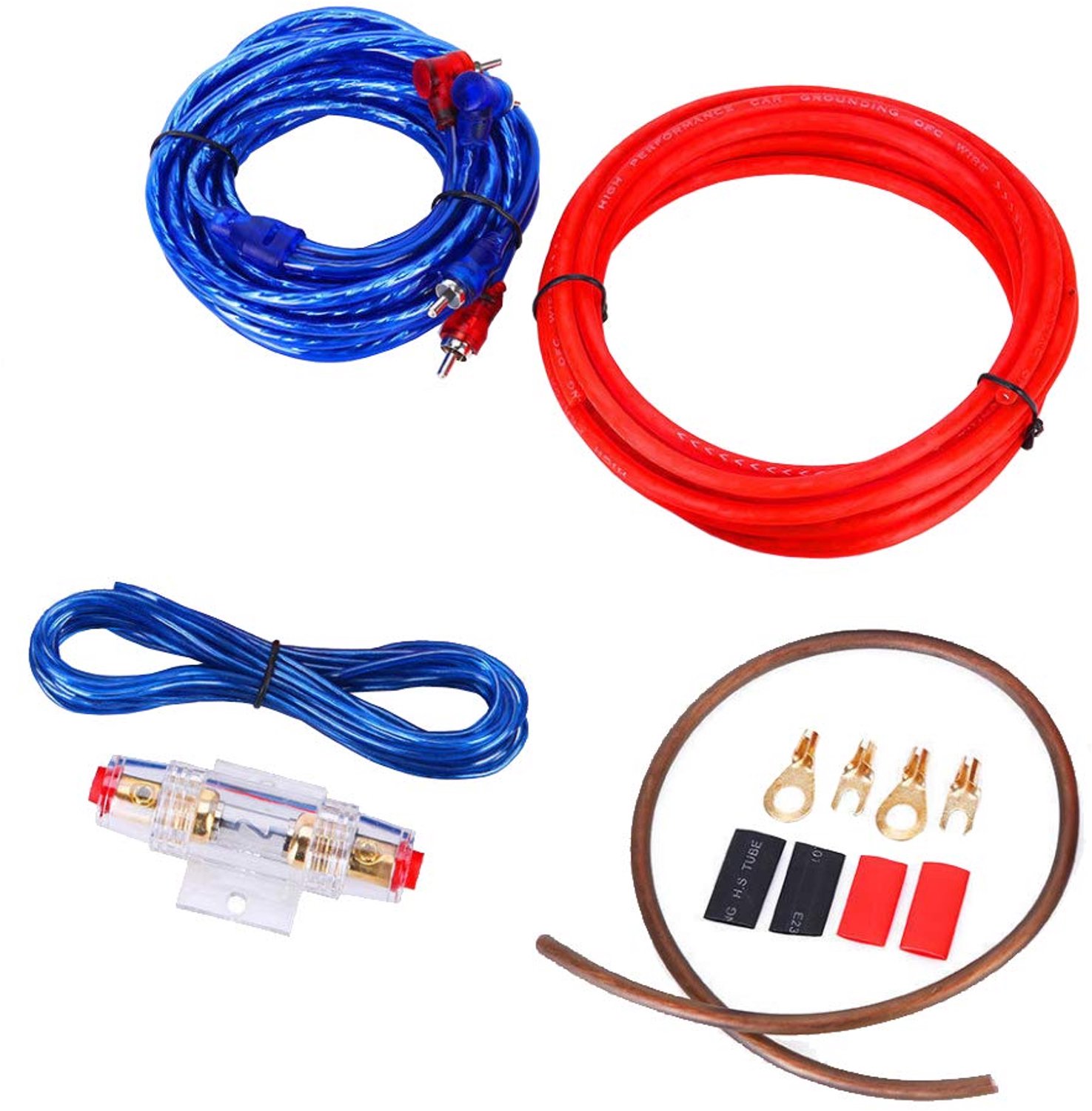 Car Amplifier Wiring Kit - 14 Gauge Kabel - Met Fuse - Stroomkabel voor Auto Subwoofer - Voor installatie van audio systemen