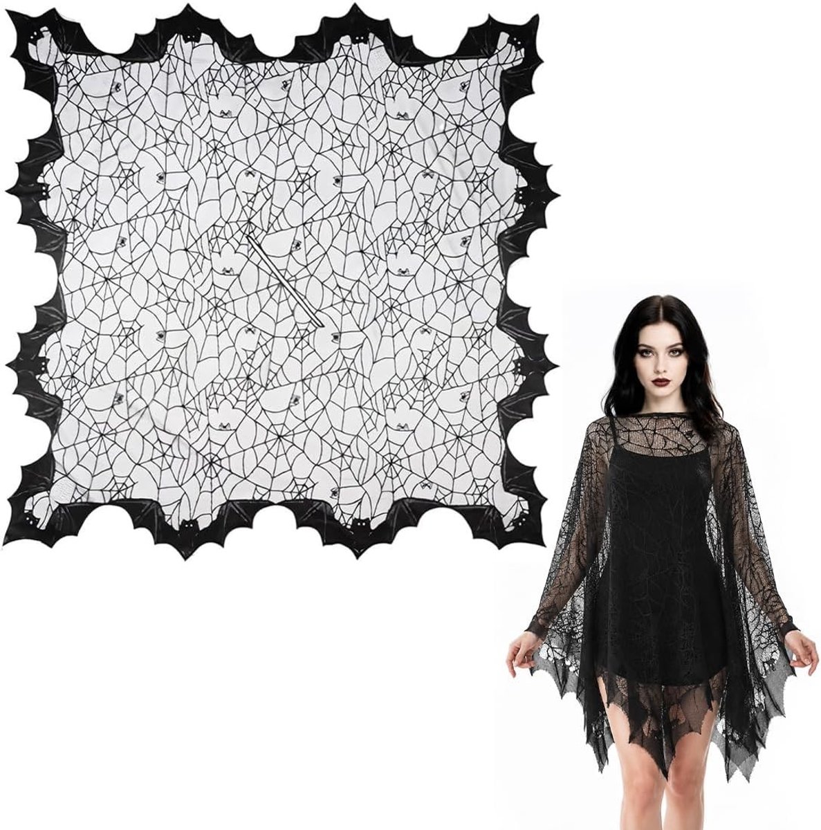 Vleermuiscape voor dames van kant, perfect voor Halloween-kostuums, feestjes en cosplay evenementen