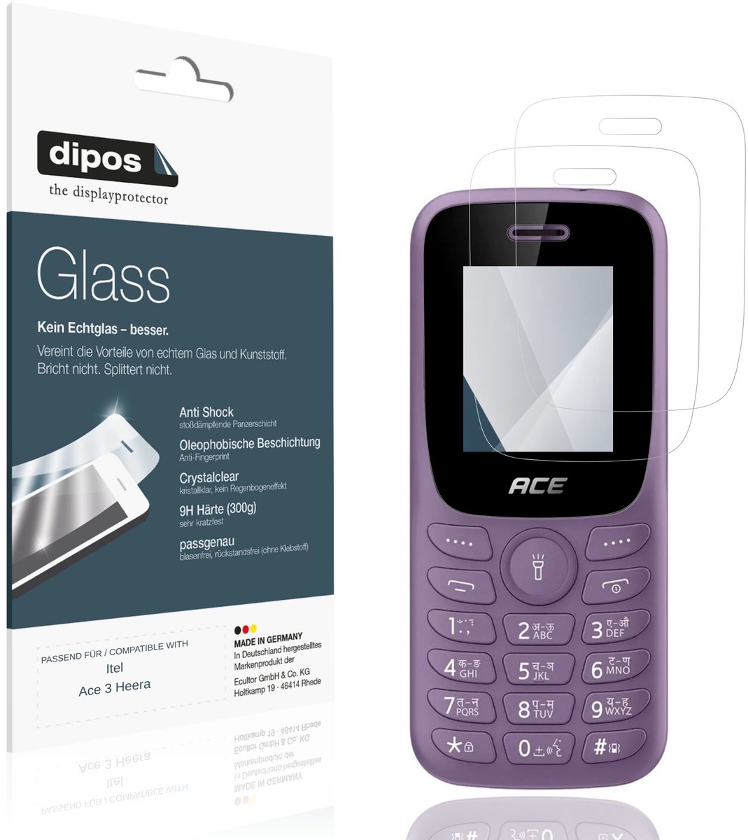 dipos – 2x Pantserfolie geschikt voor Itel Ace 3 Heera | 9H Screenprotector