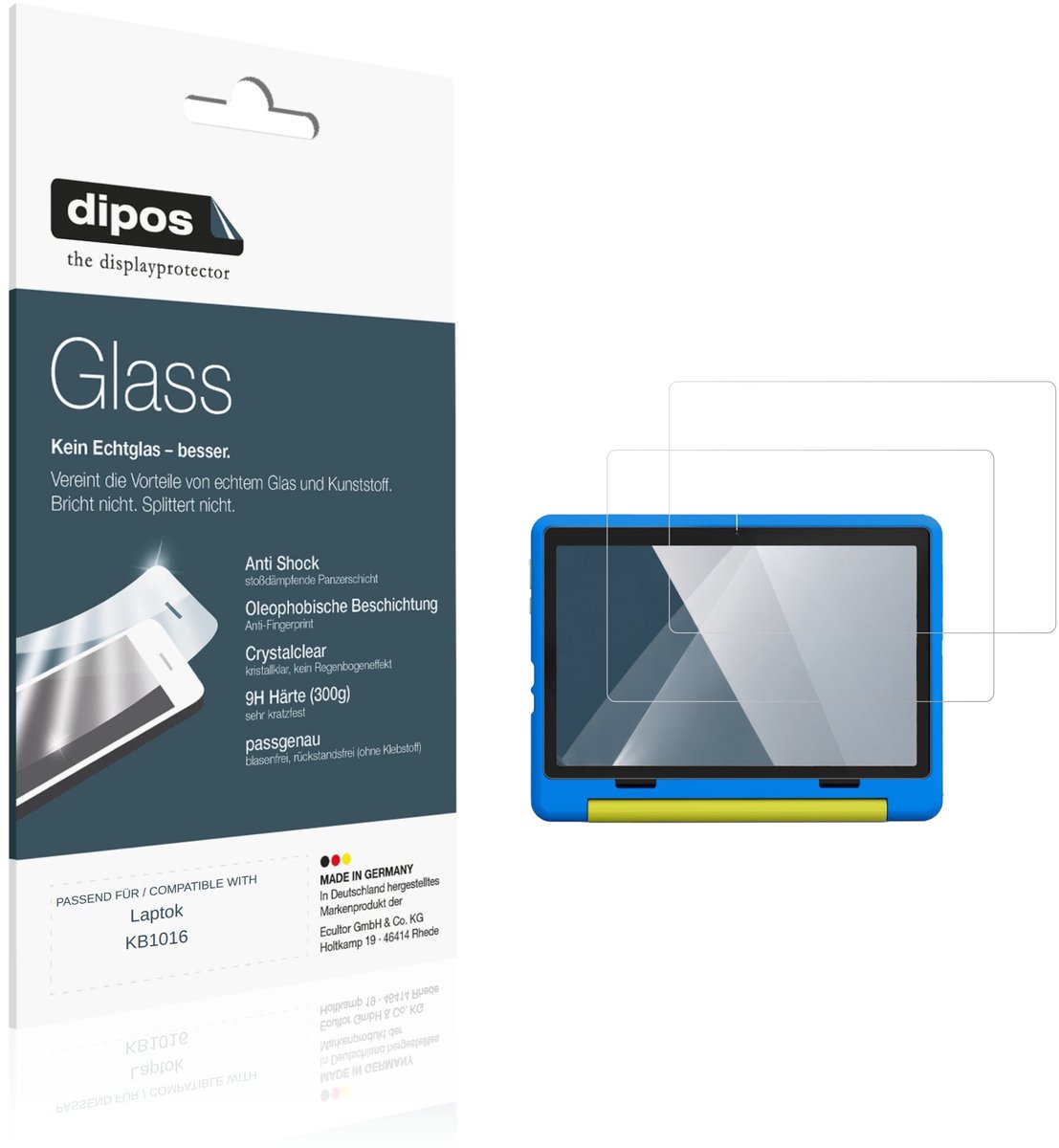 dipos – 2x Pantserfolie geschikt voor Laptok KB1016 | 9H Screenprotector