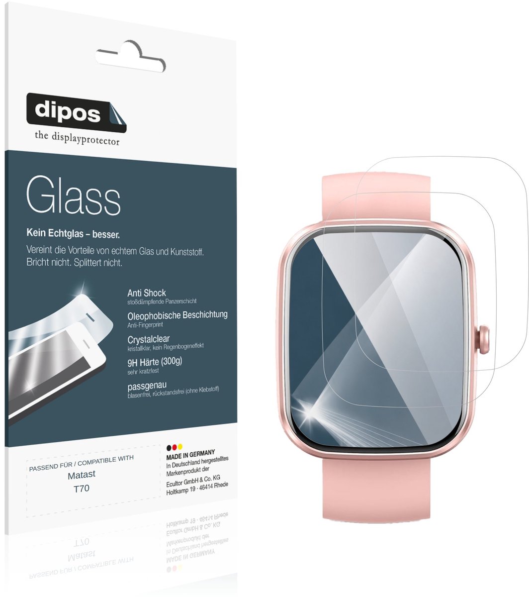 dipos – 2x Pantserfolie geschikt voor Matast T70 | 9H Screenprotector