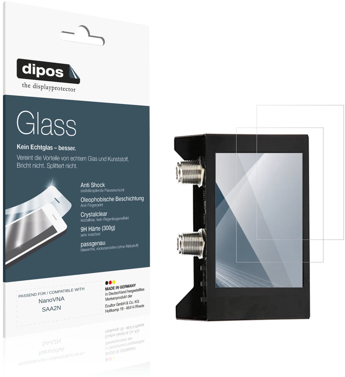 dipos – 2x Pantserfolie geschikt voor NanoVNA SAA2N | 9H Screenprotector