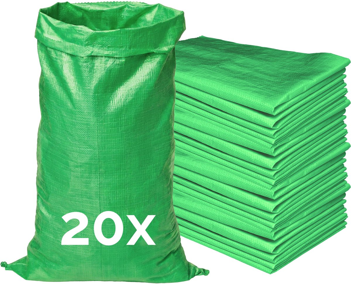 Garronda 105 x 65 cm 20 stuks Zandzakken Puinzakken Geweven Zakken Groen GD-0258
