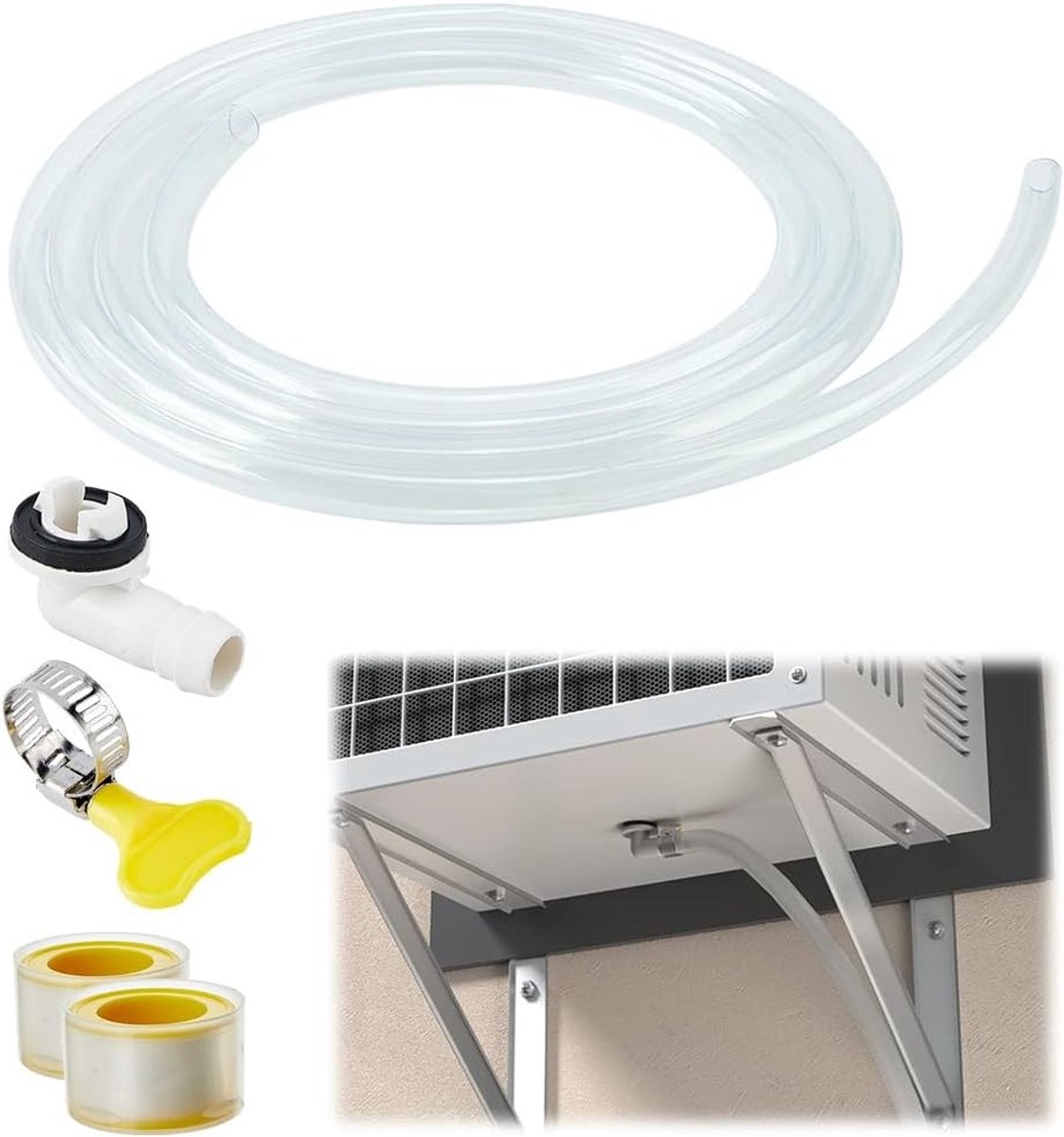 Afvoerslang voor airconditioning met 12 mm binnendiameter, flexibele en duurzame set voor AC Mini Split-apparaten, inclusief mondventiel en geschikt voor ramen