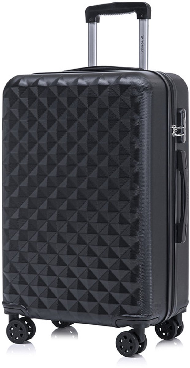 YONSLY Handbagage Koffer - 66cm - 66 L - Cijferslot- 360° Draaibare Wielen - Trolley- 66 x 43 x 26 cm - Zwart