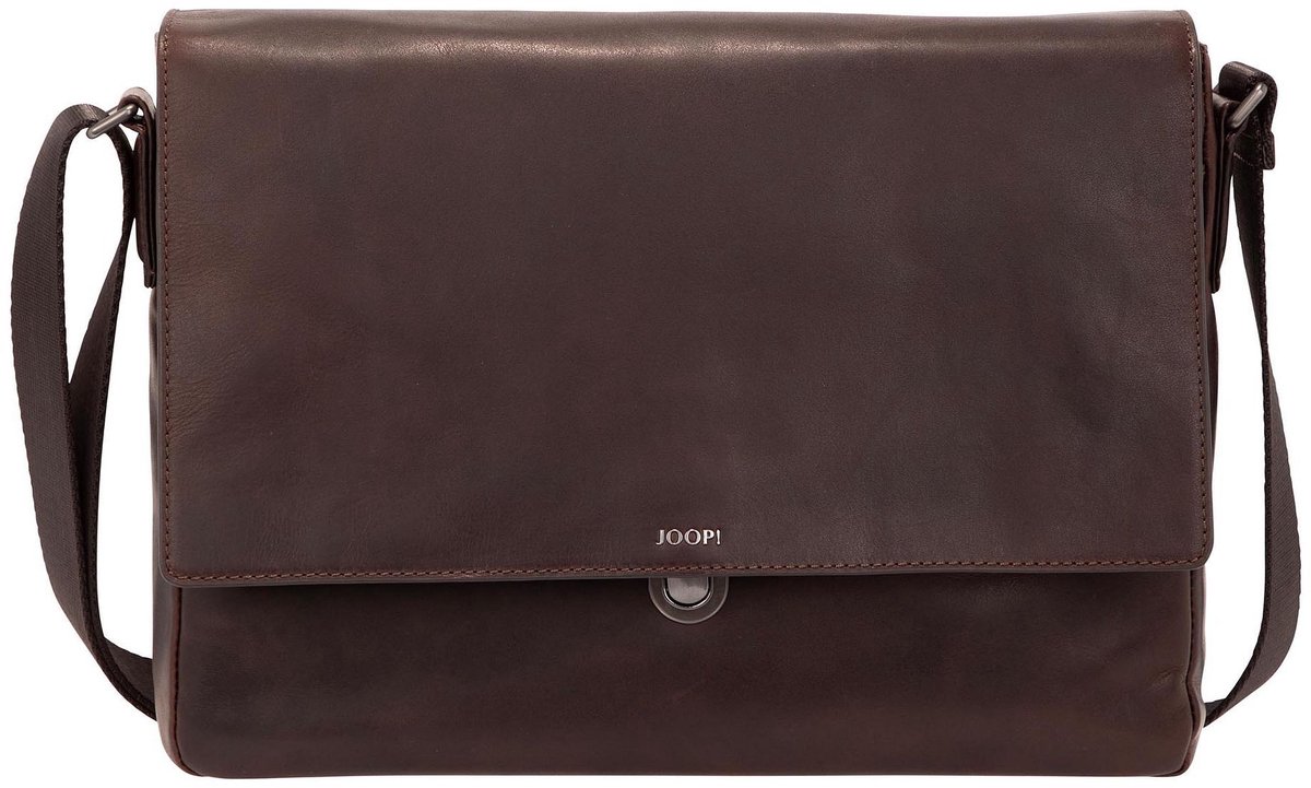 JOOP! schoudertas laptoptas met laptopvak Cerratano Janis Messenger Darkbrown donkerbruin