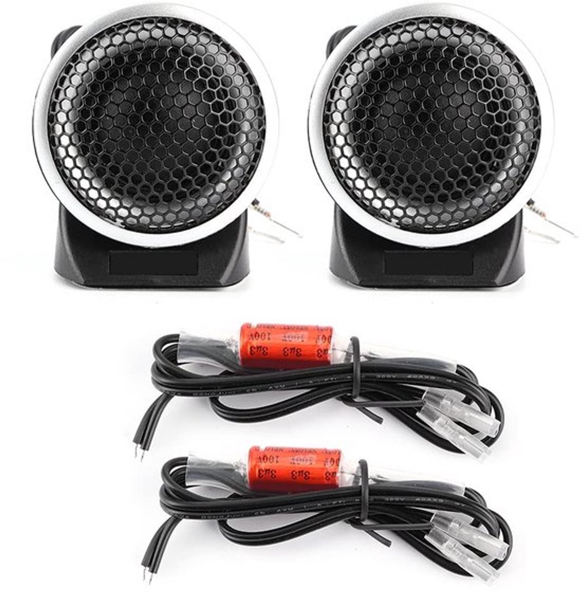 Dailygoody - Tweeter Luidsprekers - 150w Audio - Mini Hoorn - Zwart + Zilver - 92dB