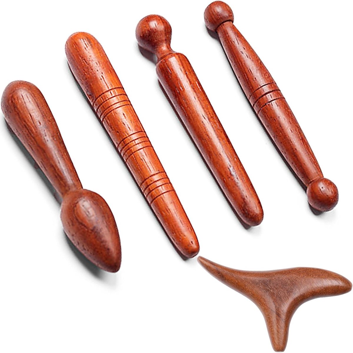Set van 5 Houten Driehoek Massagers voor Triggerpoints, Voetmassage, Acupressuur en Spierontspanning