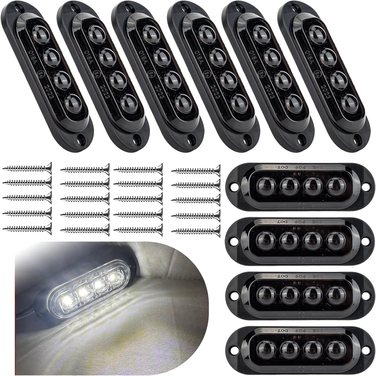 10 stuks 4 lampen limietlichten aanhangwagen 12 / 24V 3000K markeringslicht positioneringslamp universeel waterdicht - ShopVlot