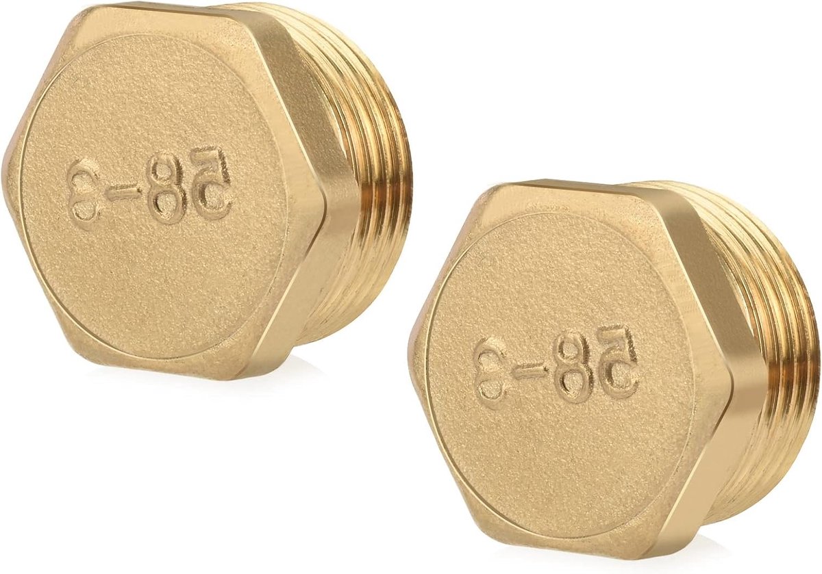 Messing stop 2 stuks 3/4 inch buitendraad, blindstop AG, pijpstop eindstop voor pijpaansluiting - ShopVlot