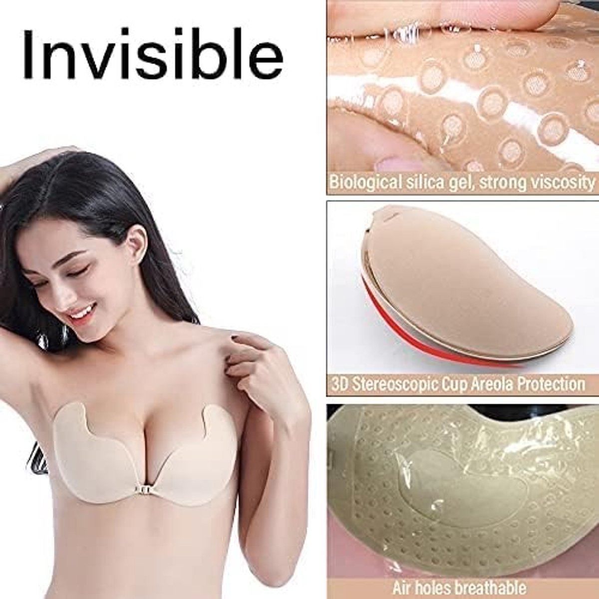 Onzichtbare zelfklevende bh met vleugelvorm, herbruikbaar en strapless voor avondkleding en feestoutfits