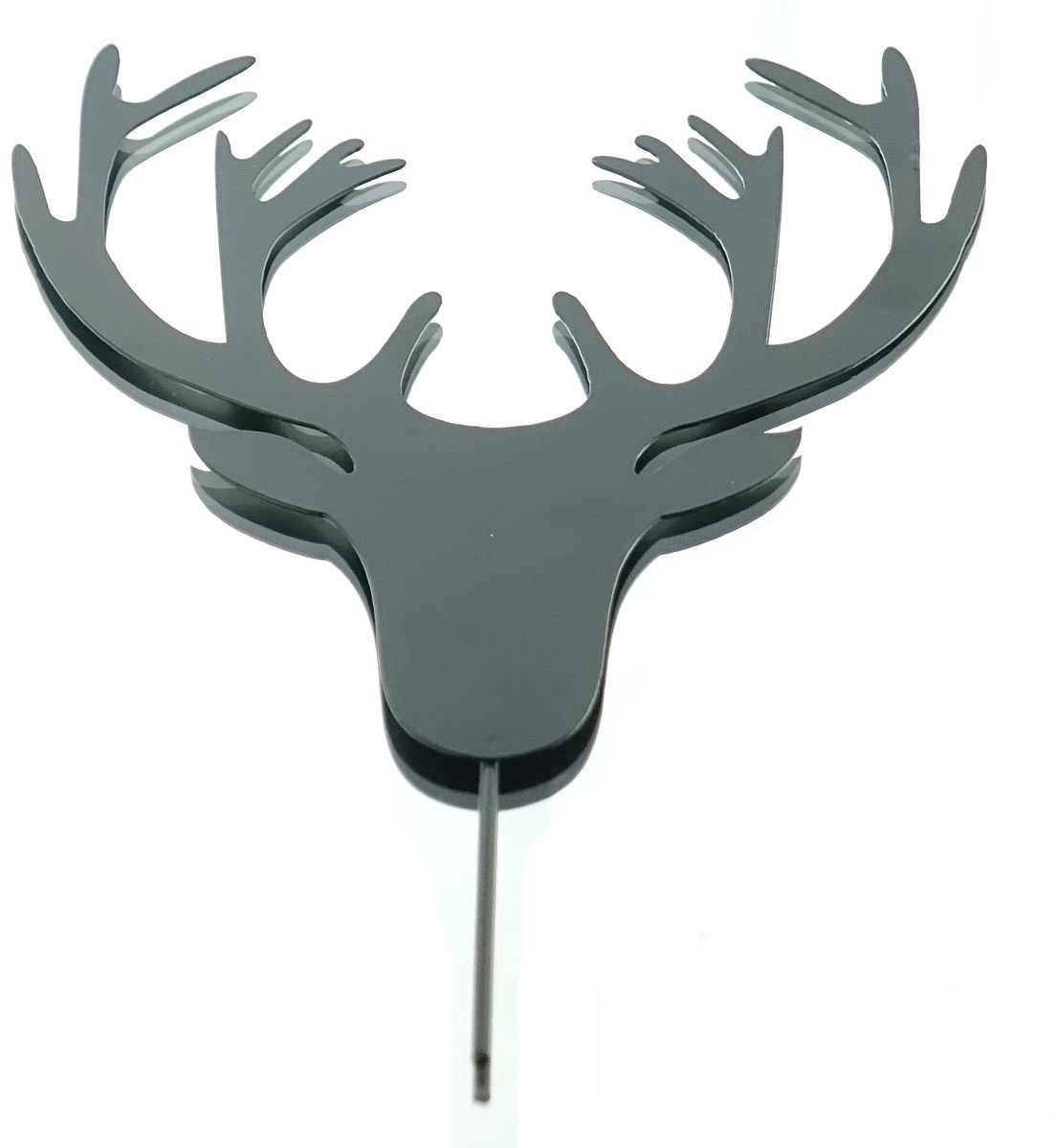 Gasper kerststeker hertenkop zwart 26 cm - metaal