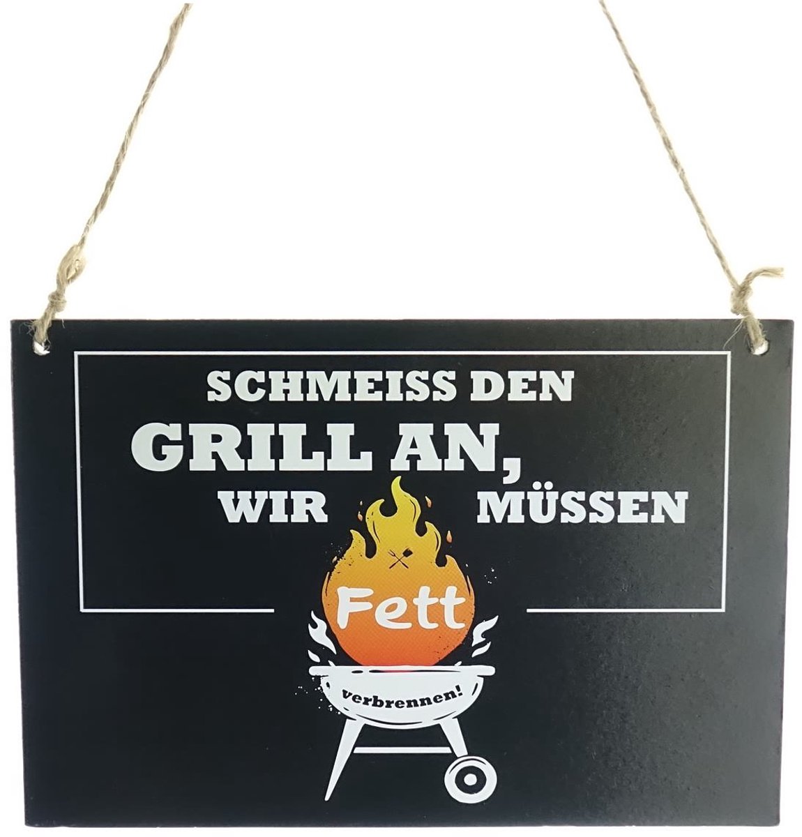 Riffelmacher BBQ-bord grillspreuk zwart 18 x 12 cm hout