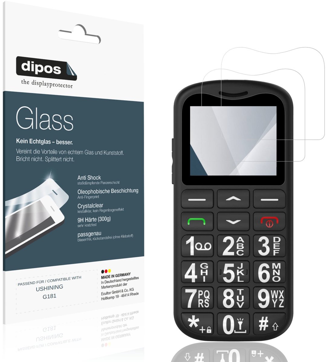 dipos – 2x Pantserfolie geschikt voor USHINING G181 | 9H Screenprotector