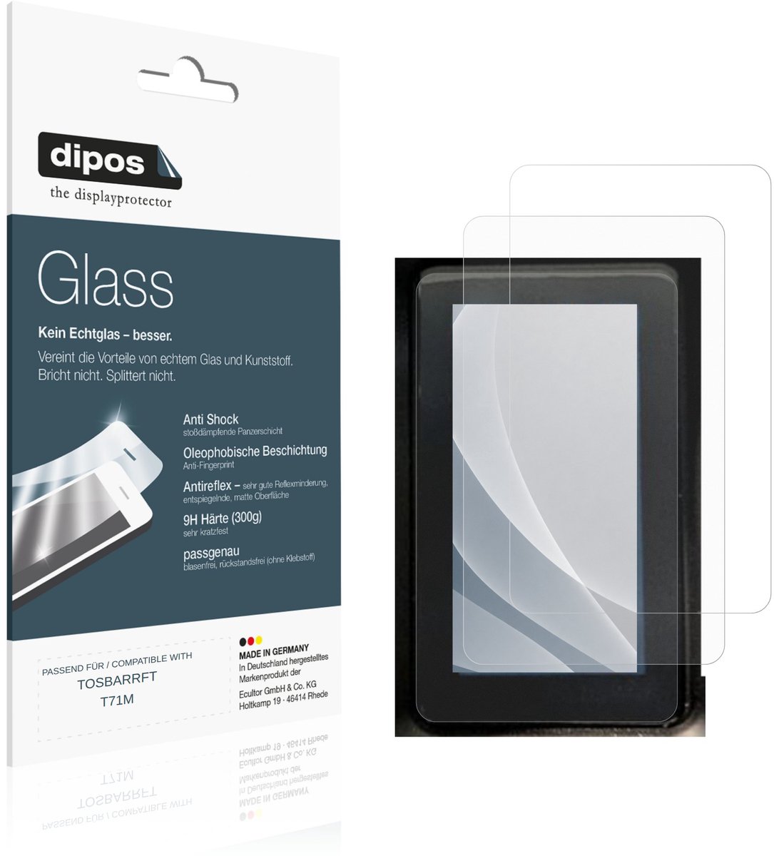 dipos – 2x Matte Pantserfolie geschikt voor TOSBARRFT T71M | 9H Screenprotector