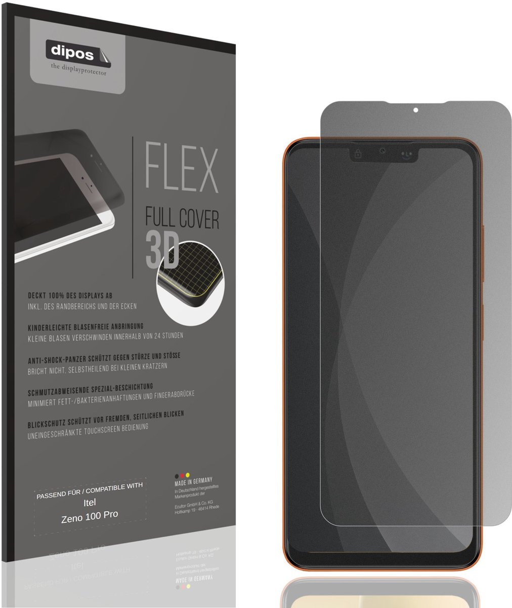 dipos FLEX – Matte Privacy Screenprotector geschikt voor Itel Zeno 100 Pro | Volledige Schermbescherming | Case-Friendly