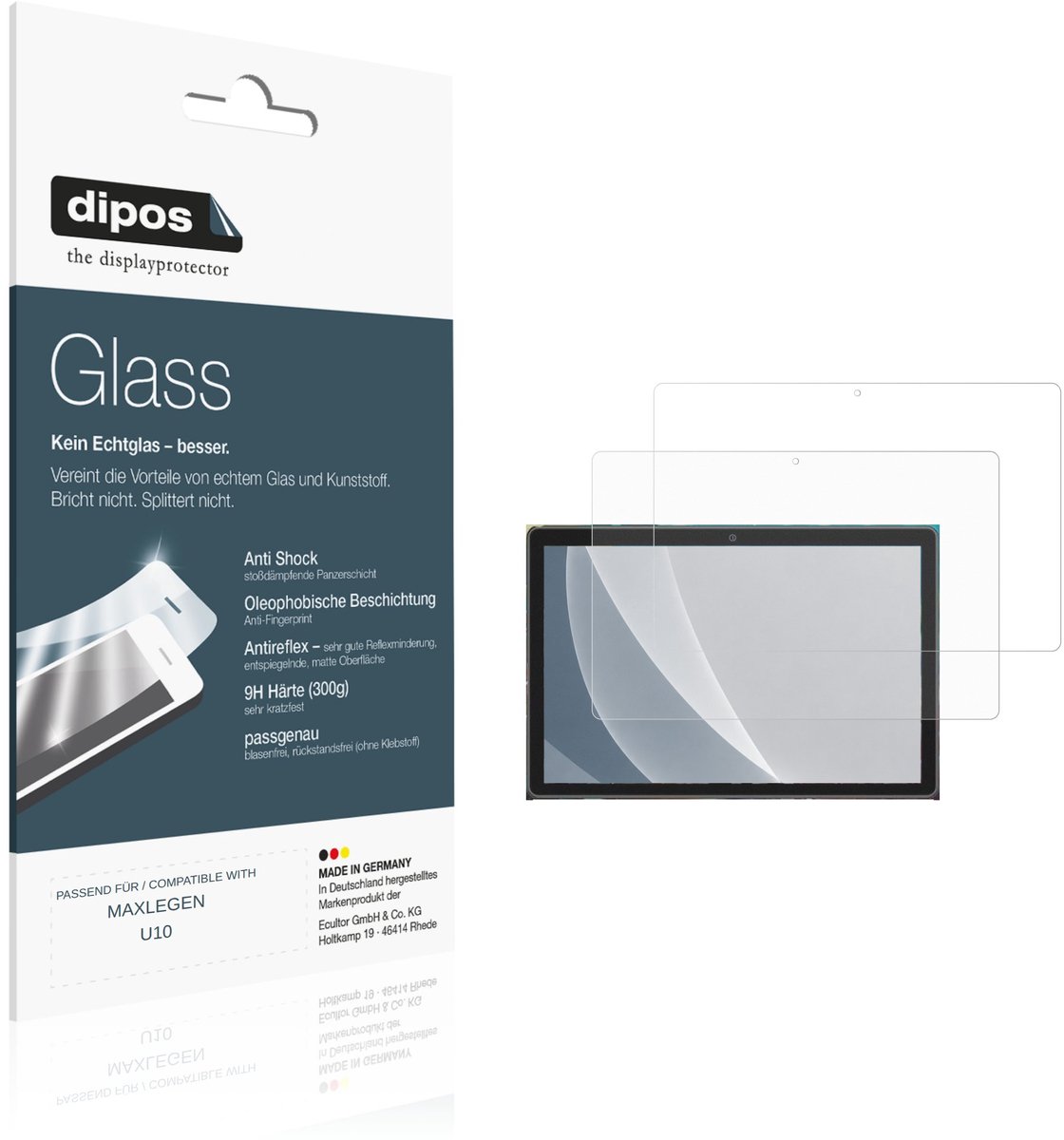 dipos – 2x Matte Pantserfolie geschikt voor MAXLEGEN U10 | 9H Screenprotector