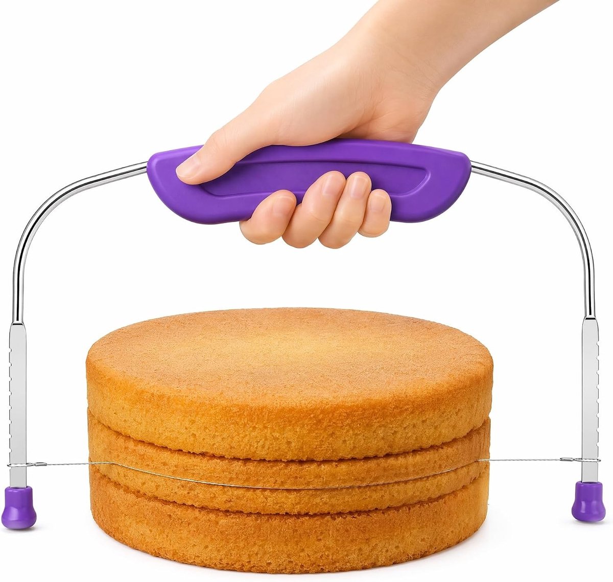 Professionele verstelbare taartsnijder van roestvrij staal met antislip handgreep voor gelijkmatige schijven, ideaal voor taarten, brood en koekjes, 27,3 x 15,8 cm