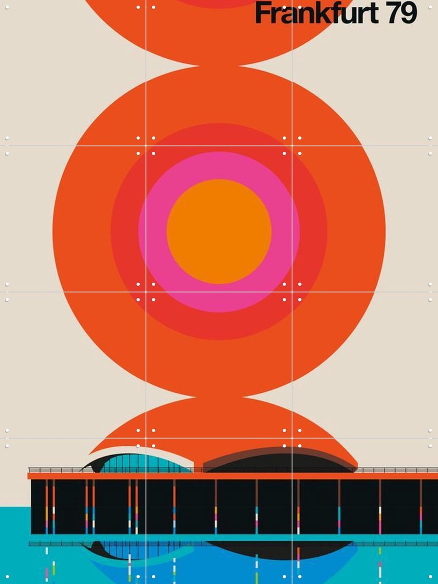 IXXI Frankfurt 79, Bo Lundberg - 60 x 80 cm - Gratis ophangtool - Grote wanddecoratie en posters - Kleurrijk, Illustraties, Geometrische Kunst