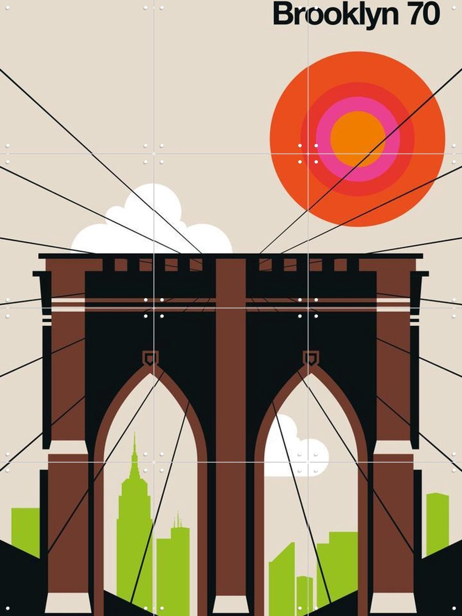 IXXI Brooklyn 70, Bo Lundberg - 60 x 80 cm - Gratis ophangtool - Grote wanddecoratie en posters - Illustraties, Geometrische Kunst, Kleurrijk