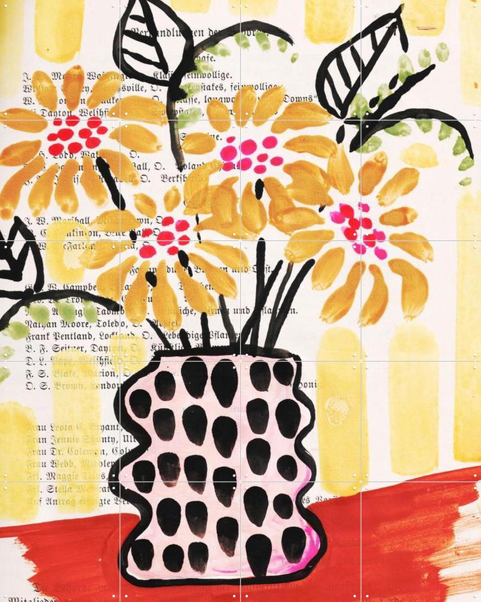 IXXI Sunflowers in a Vase, Annick & Various - 80 x 100 cm - Gratis ophangtool - Grote wanddecoratie en posters - Kwaststreken, Gemengde Technieken