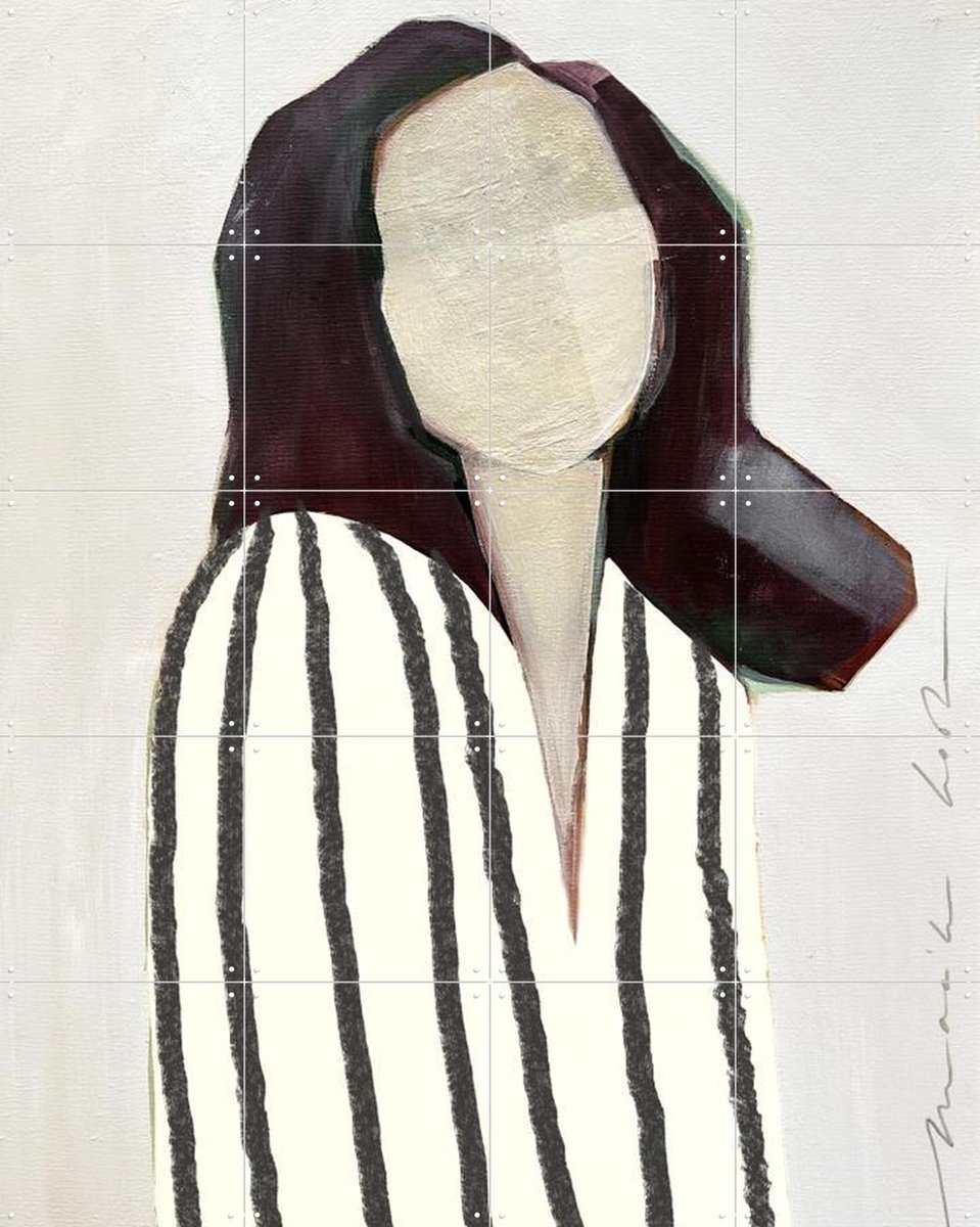 IXXI Lady in Stripes, Maaike Koster & My Deer Art Shop - 80 x 100 cm - Gratis ophangtool - Grote wanddecoratie en posters - Abstract, Strepen