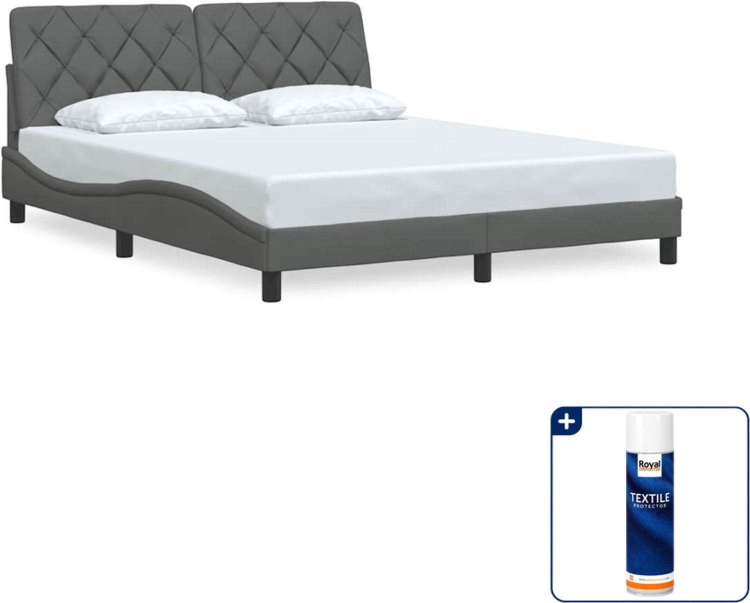vidaXL Bedframe - Queensize - 160 x 200 cm - donkergrijs - Inclusief textielbeschermer 500 ml Bruin