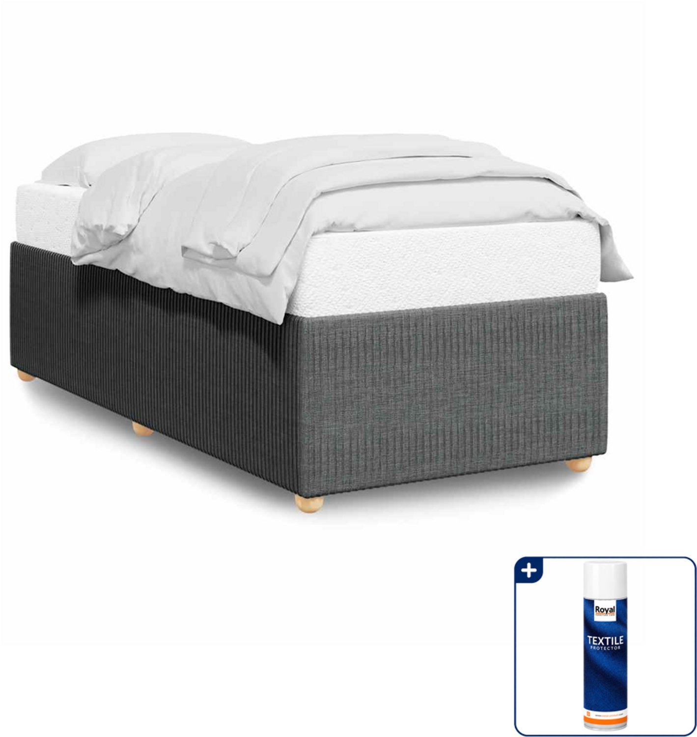 vidaXL bedframe - 80 x 200 cm - stof - donkergrijs - Inclusief textielbeschermer 500 ml