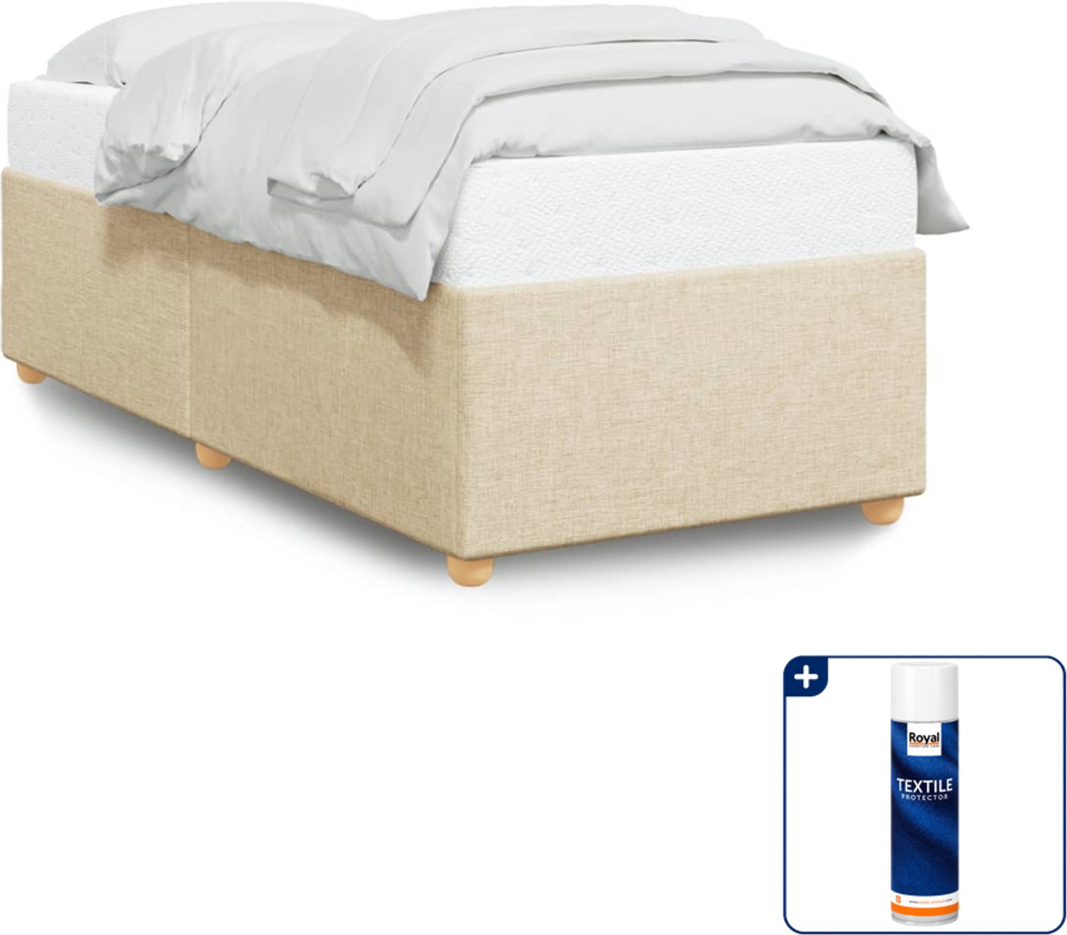 vidaXL Bedframe - 80 x 200 cm - stof - crème - Inclusief textielbeschermer 500 ml Taupe