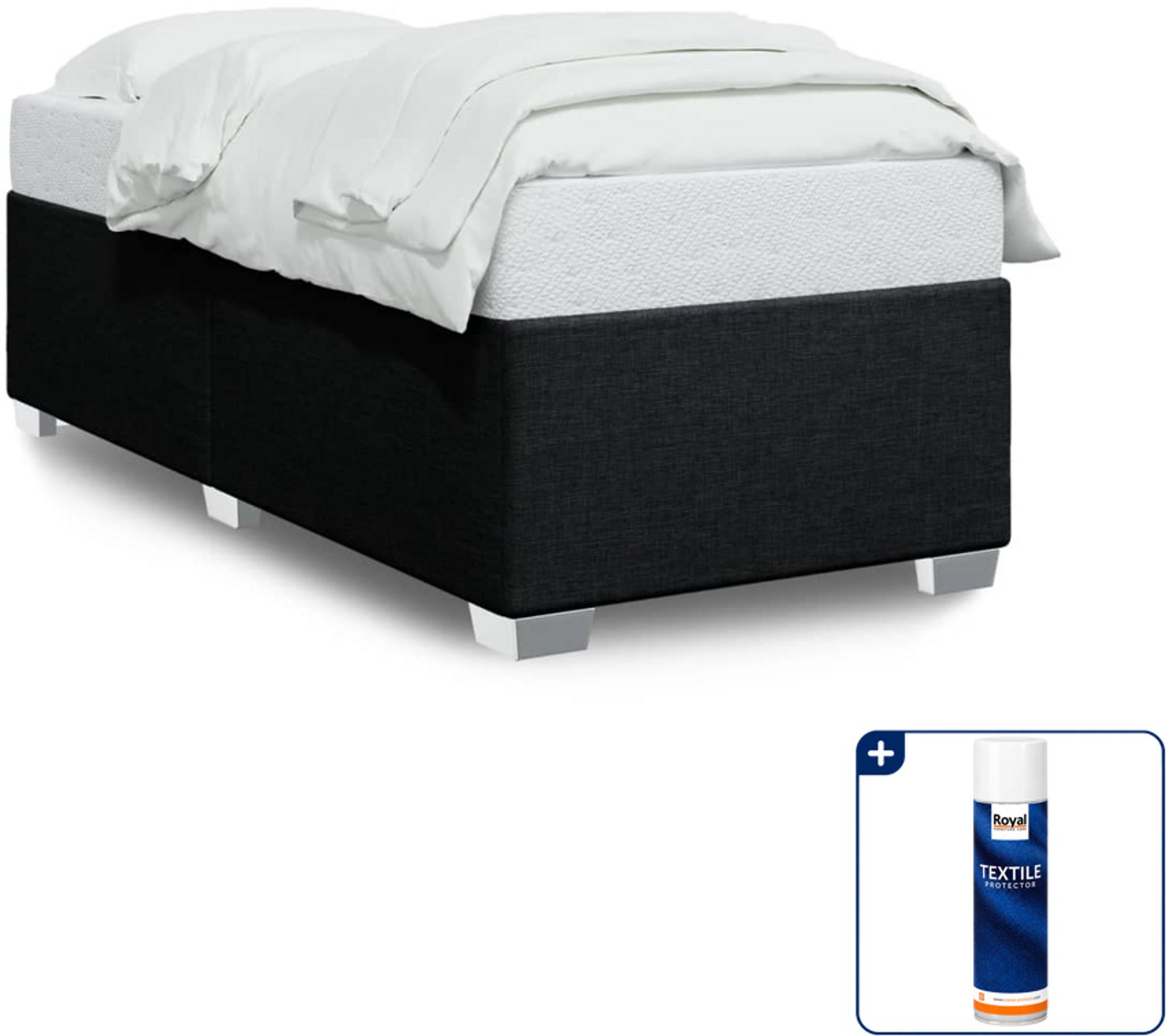 vidaXL bedframe - 80 x 200 cm - stof - zwart - Inclusief textielbeschermer 500 ml Grijs
