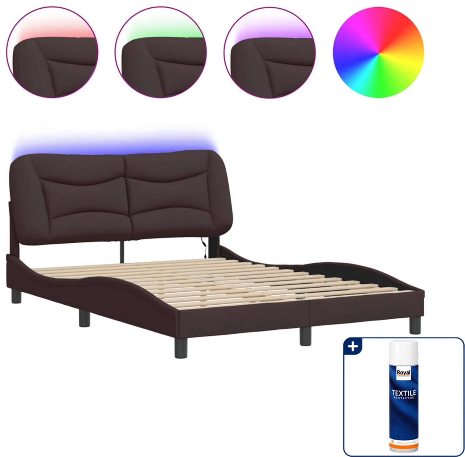 vidaXL bedframe Hvar 120 x 200 cm - stof - donkerbruin - Inclusief textielbeschermer 500 ml