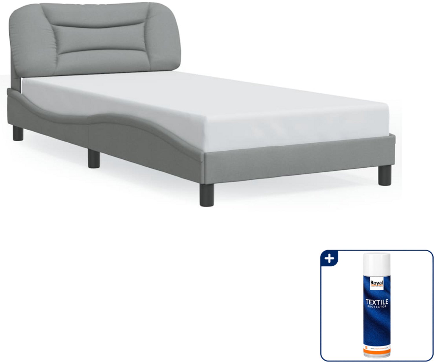 vidaXL bedframe Hvar - 100 x 200 cm - lichtgrijs - Inclusief textielbeschermer 500 ml Wit