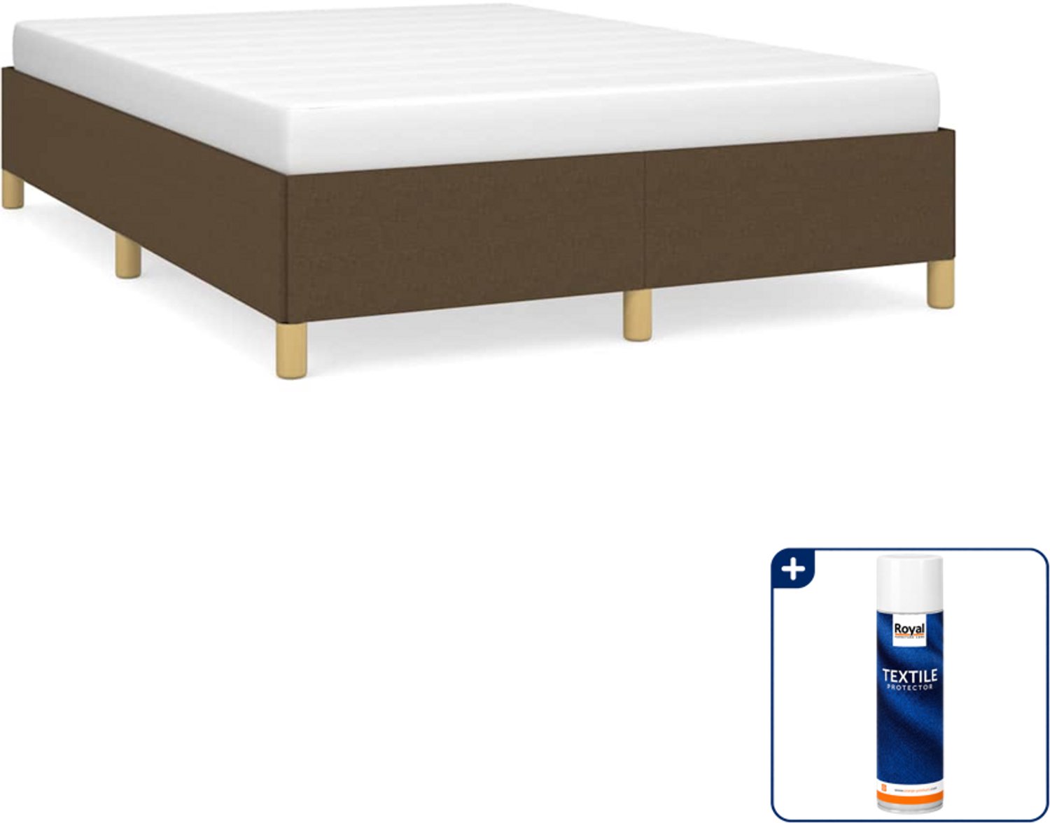 vidaXL bedframe Small double - 140 x 200 cm - stof - donkerbruin - Inclusief textielbeschermer 500 ml
