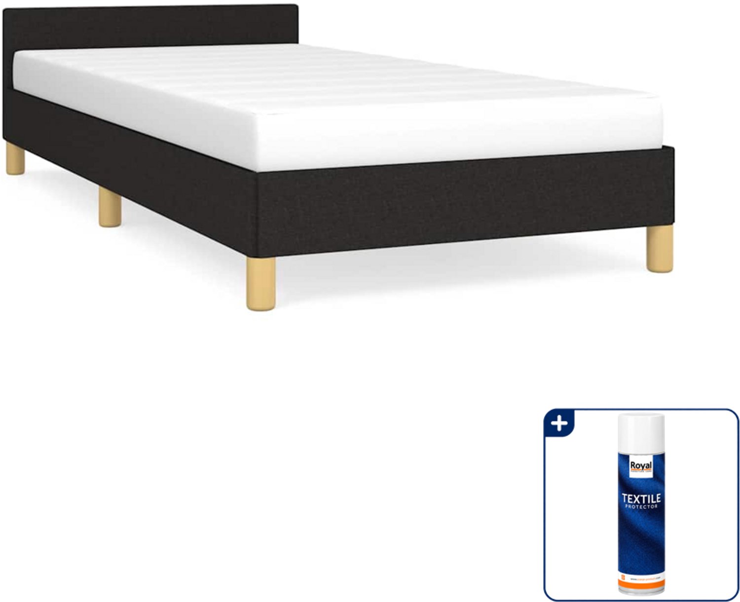 vidaXL bedframe 80 x 200 cm - stof - zwart - Inclusief textielbeschermer 500 ml