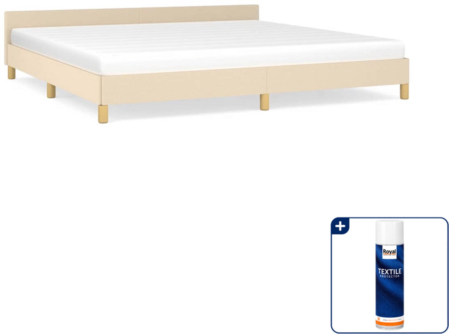 vidaXL bedframe - 200 x 200 cm - stof - crème - Inclusief textielbeschermer 500 ml