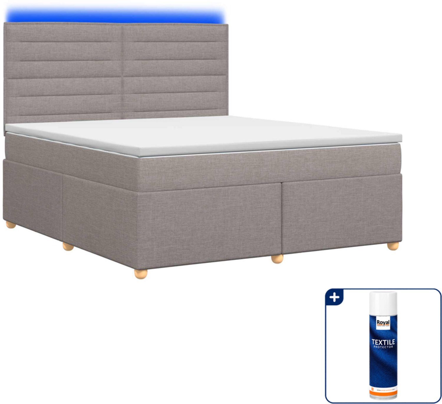 vidaXL Kingsize boxspringbed - 180 x 200 cm - taupe - Inclusief textielbeschermer 500 ml