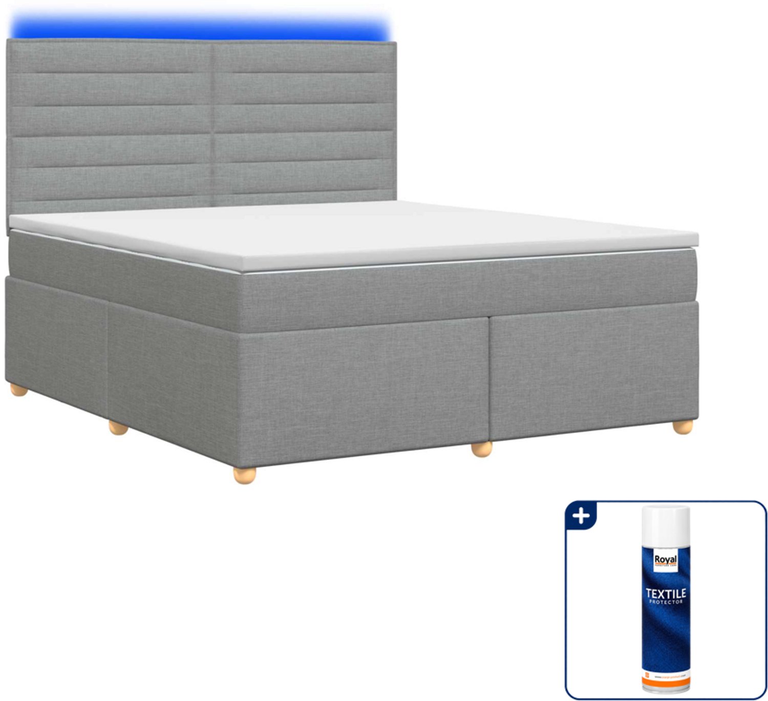 vidaXL boxspringbed Small double - 140 x 200 cm - lichtgrijs - Inclusief textielbeschermer 500 ml