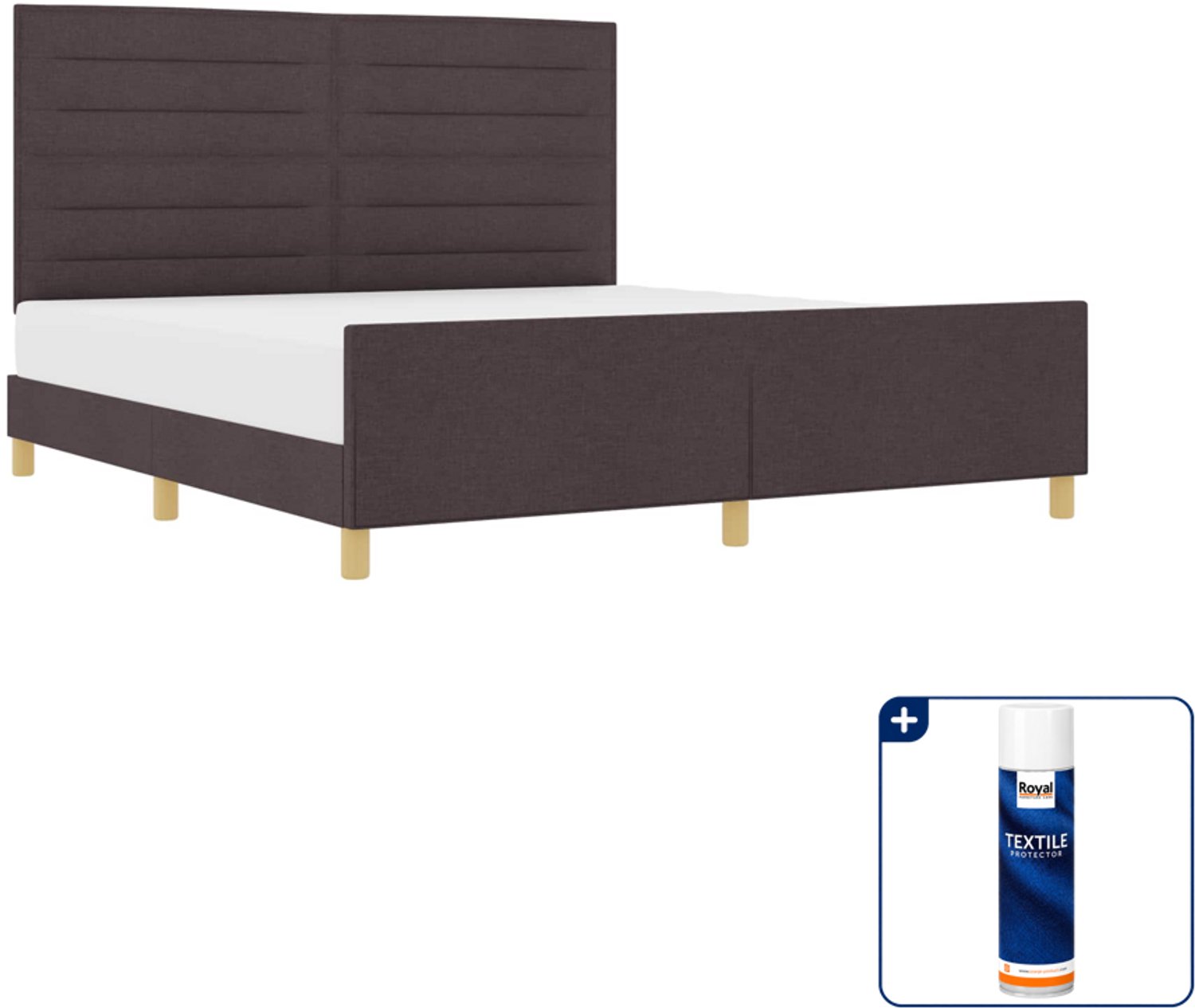 vidaXL Kingsize bedframe 180 x 200 cm - stof - donkerbruin - Inclusief textielbeschermer 500 ml